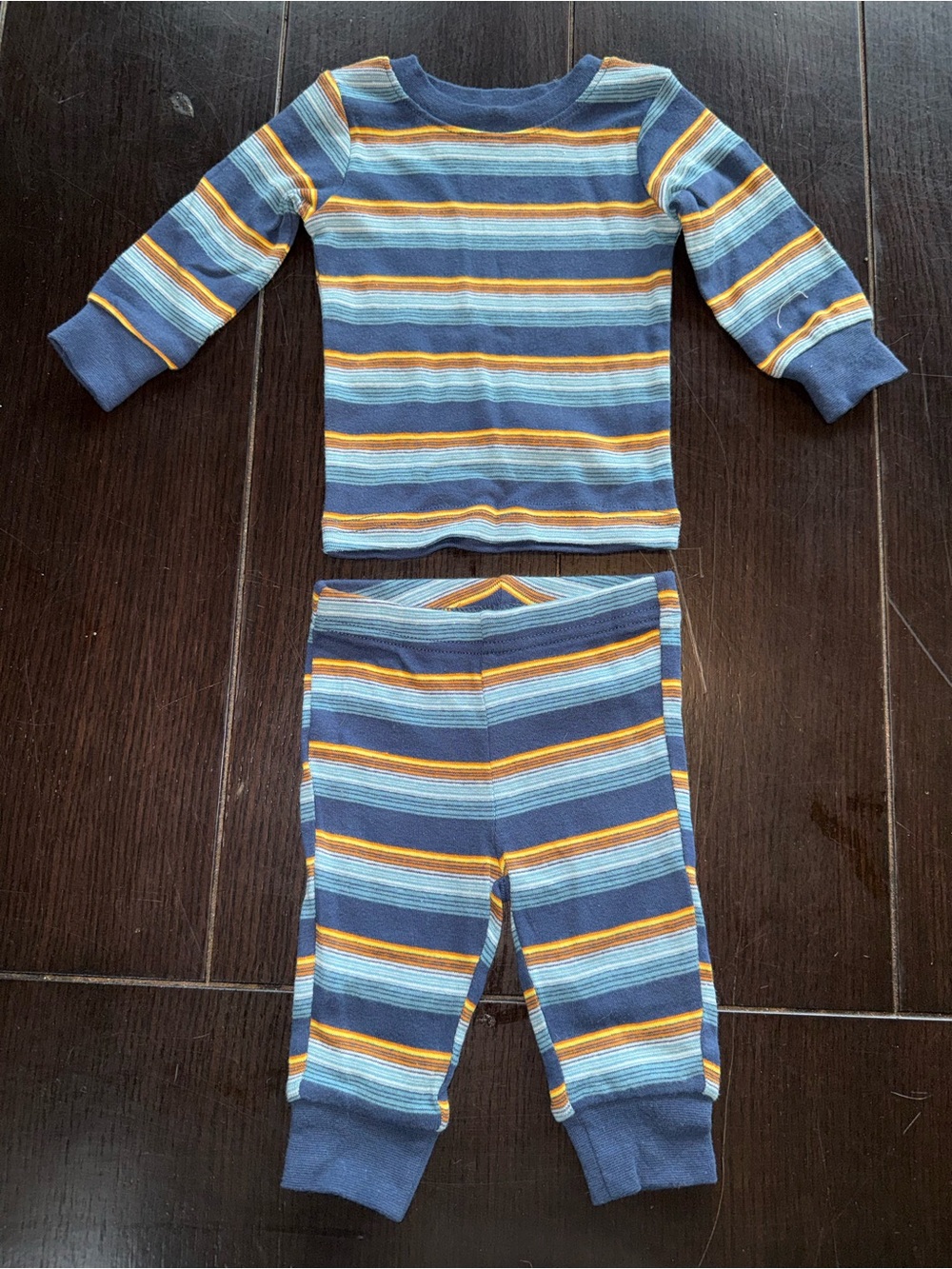 George Blue, Light Blue and Yellow Striped Kids Pajama Set